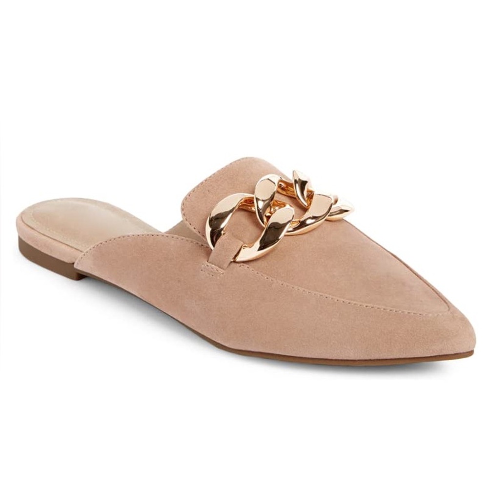 Steve Madden Finn chain pointed toe mule in tan suede